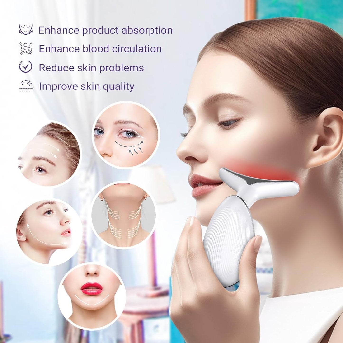 True Beauty Glow Facial Massager, 7-in-1 Led Facial Sculptor, Red Light Therapy, Led Face Mask Light Therapy, Red Light Mask, Red Light Therapy for Face