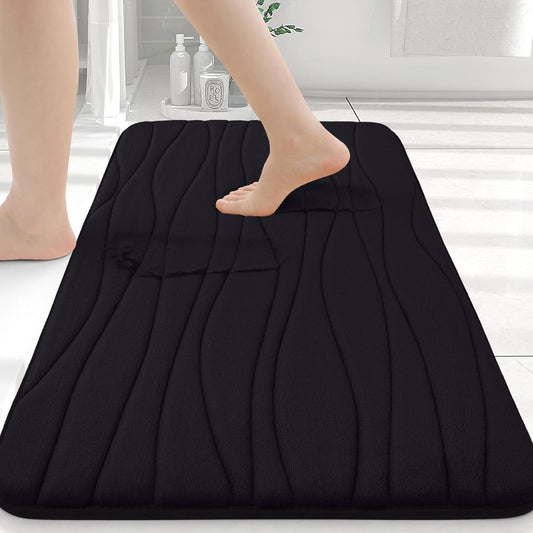 Buganda Memory Foam Bathroom Rug Mat 36x24, Extra Soft and Absorbent Bath Mats, Non-Slip and Machine Washable Bath Rugs for Bathroom Floor,Tub and Shower, Black