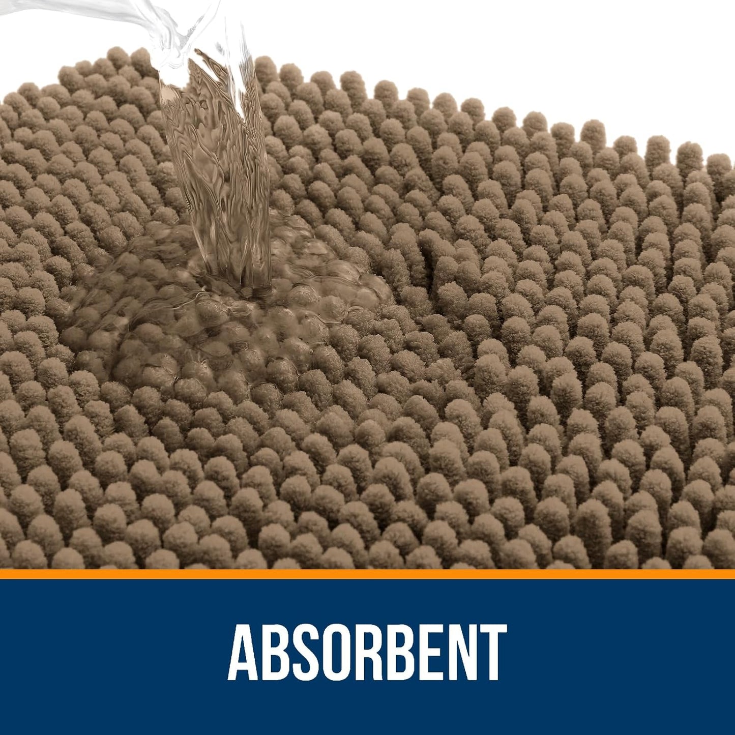 OLANLY Bathroom Rugs 44x24, Extra Soft Absorbent Chenille Bath Rugs, Rubber Backing Quick Dry, Machine Washable Bath Mats for Bathroom Floor, Tub and Shower, Home Decor Accessories, Tan