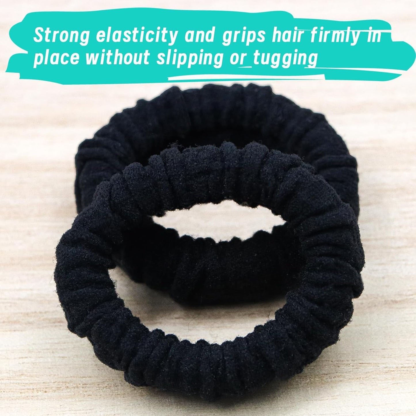 Youxuan No Damage Soft Polyester Hair Ties, No Tug Scrunchies Hair Bands with Strong Elasticity – Black