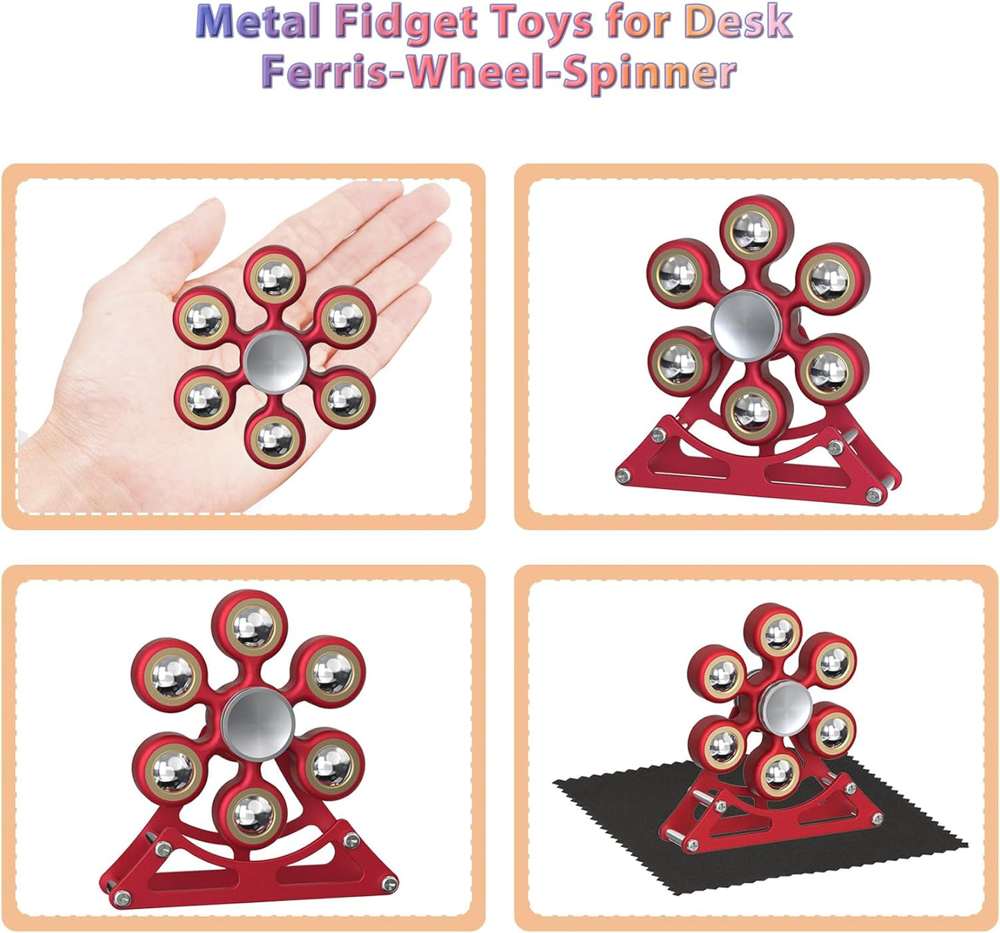 Desk-Fidget-Toys for Ferris-Wheels-Spinner: 4mins Metal Kinetic-Spinner Cool-Gadgets for Office Home School Christmas, EDC-Toy ADHD Tools Cool-Stuff Stress Relief Gift for Kid Children Teen Adult