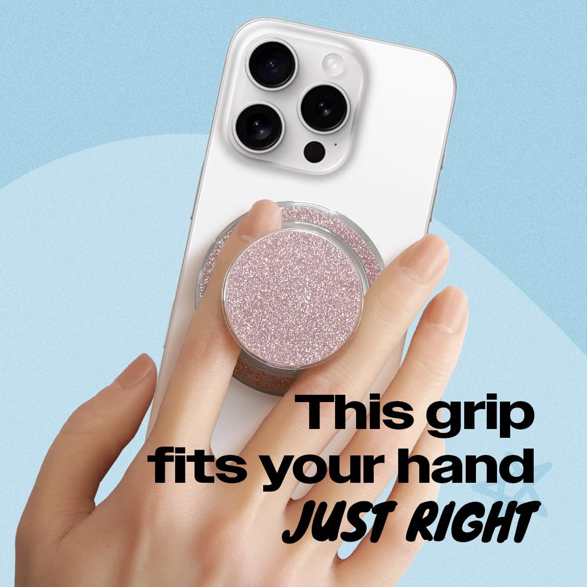 Bling Bling Glitter Phone Grip & Stand - Elegant Magsafe Compatible Phone Holder for Secure Grip and Hands-Free Viewing (Baby Pink)