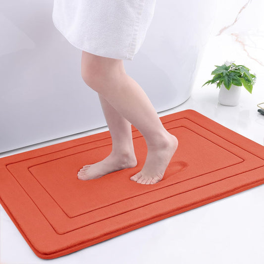 Arotive Memory Foam Bathroom Rug Mat 36x24, Ultra Soft and Absorbent Bath Mat, Machine Wash Dry, Comfortable Bath Rug Carpet for Bathroom Floor, Tub and Shower, Coral