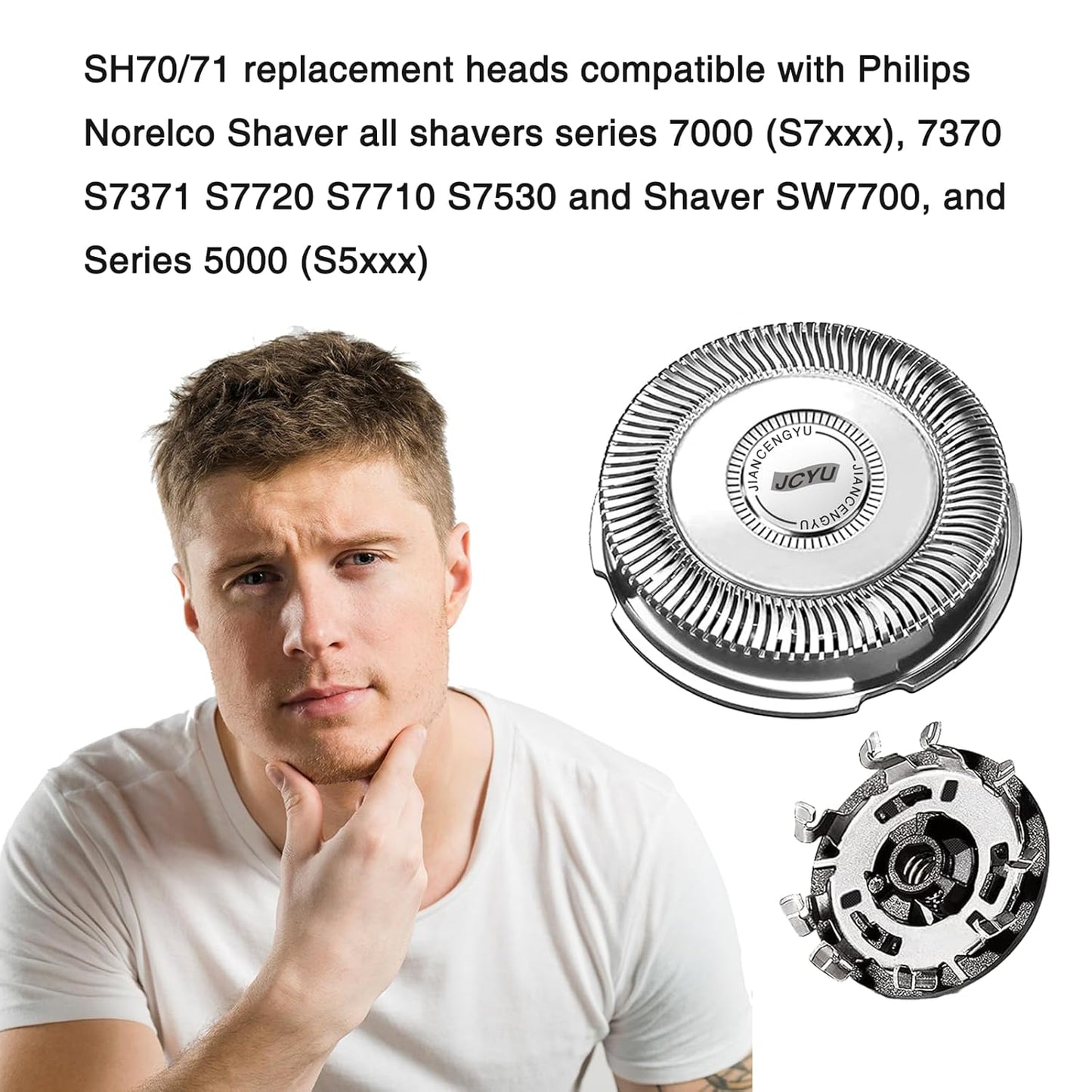 SH70/71 Replacement Head Blades Compatible with Phillips Norelco Series 7000 Electric Razor Blades,New Upgraded SH70 Blades for Philips Shaver 7000 Replacement Heads for Models S7000 SW7700 7500
