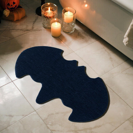 Halloween Bathroom Rug, Bat Bath Mat Super Absorbant Bathroom Rugs Non-Slip Washable Gothic Bat Shaped Floor Mat Halloween Decor, 24''x36'', Black