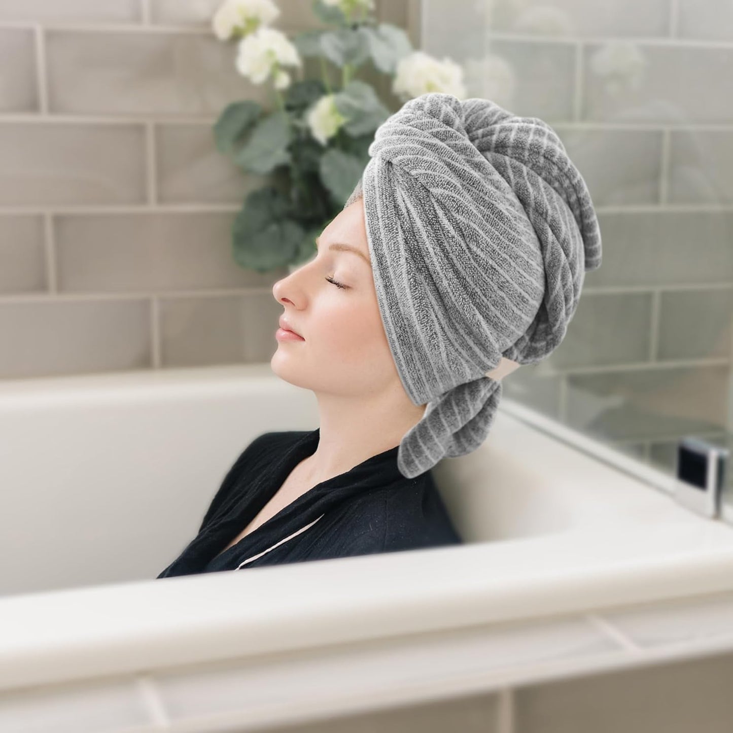 2 Packs Large Microfiber Hair Towels for Women, Super Absorbent & Quick Dry Hair Towel Wrap for Curly Hair Long & Short Hair- Anti-Frizz Hair Turbans for Wet Hair - 27.5''*39.4