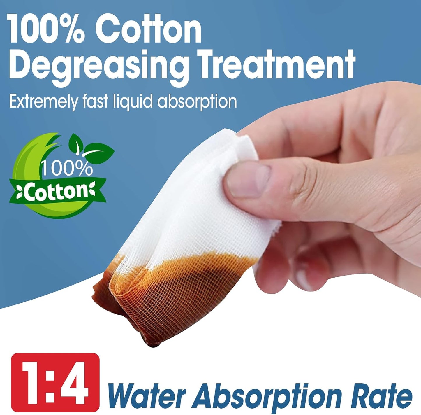 AZEN 50 Pack Sterile Gauze Pads, 3" x 4" Non Stick Gauze Pads, 8-Ply Cotton Gauze Sponges for Wound Care and First Aid, Highly Absorbent Individually Wrapped Medical Gauzes