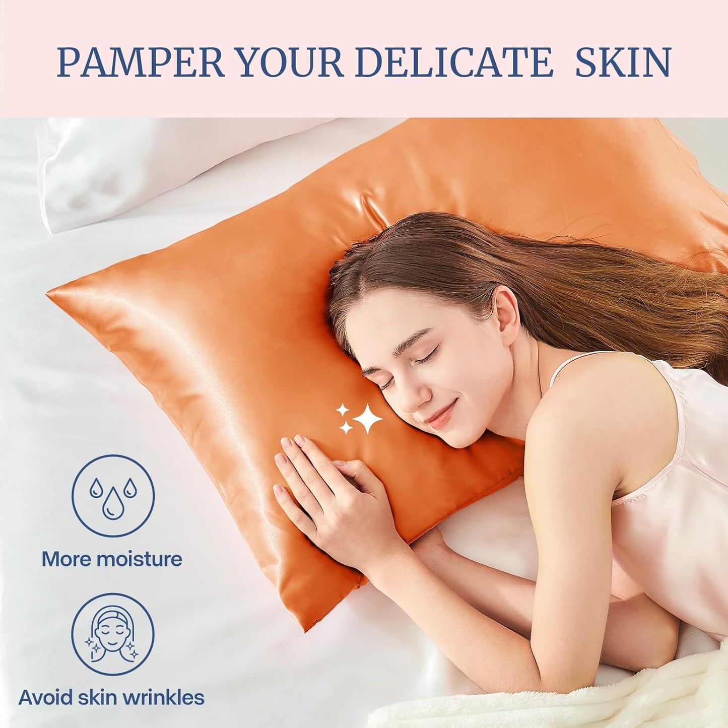 BEDELITE Satin Pillowcase for Hair and Skin, Super Soft Similar to Silk Pillow Cases 4 Pack with Envelope Closure, Cooling Pillowcases for Women Men (20"x36" King Size, Burnt Orange)