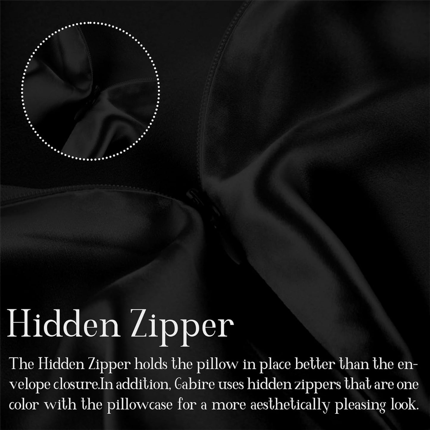 Mulberry Silk Pillow Cases Set of 2, Both Sides Real Silk Pillowcase for Hair and Skin Prevent Acne Pillowcase Organic Silk Pillowcase 2 Pack with Hidden Zipper, Black, Standard (20"×26")