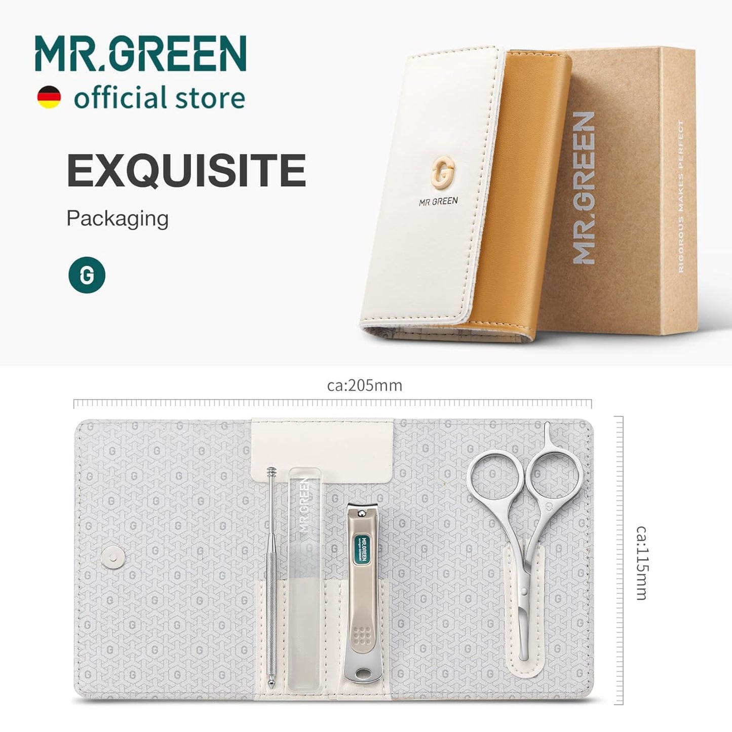 MR.GREEN Colorful Manicure Set Practical Pedicure Kits Nail Clippers Personal Care Tools Facial Hair Scissors with Fashion Case (Mr-6682 Light Yellow)