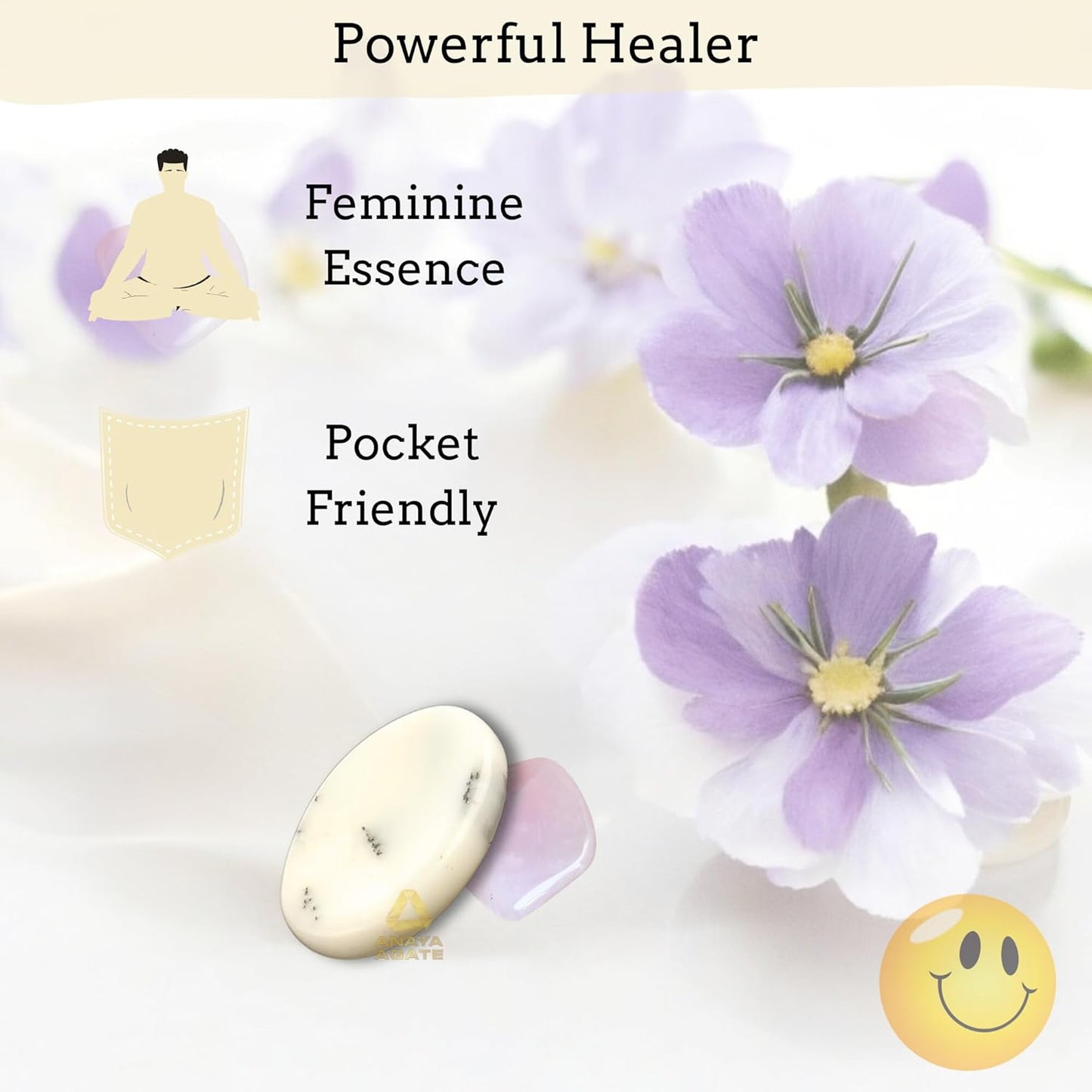 Dendritic Agate Worry Stones – Crystal Thumb Worry Stone for Anguish, Stress – Relaxing and Soothing Balance Stones for Meditation, Stress Relief – Healing Stones and Crystals for Men and Women