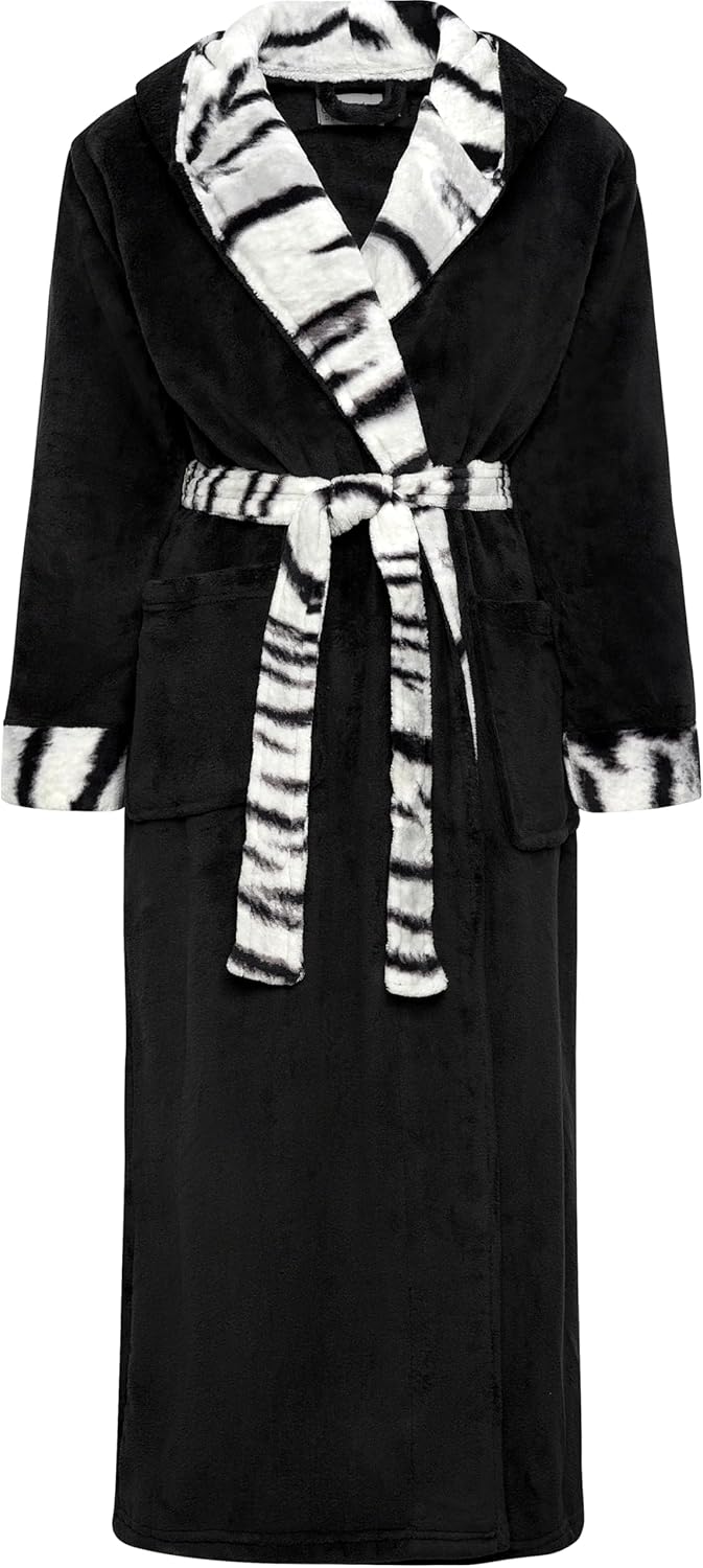 Alexander Del Rossa Womens Robe, Long Plush Bathrobe with Hood, Hooded Robes for Women Plus Size Bath Robe