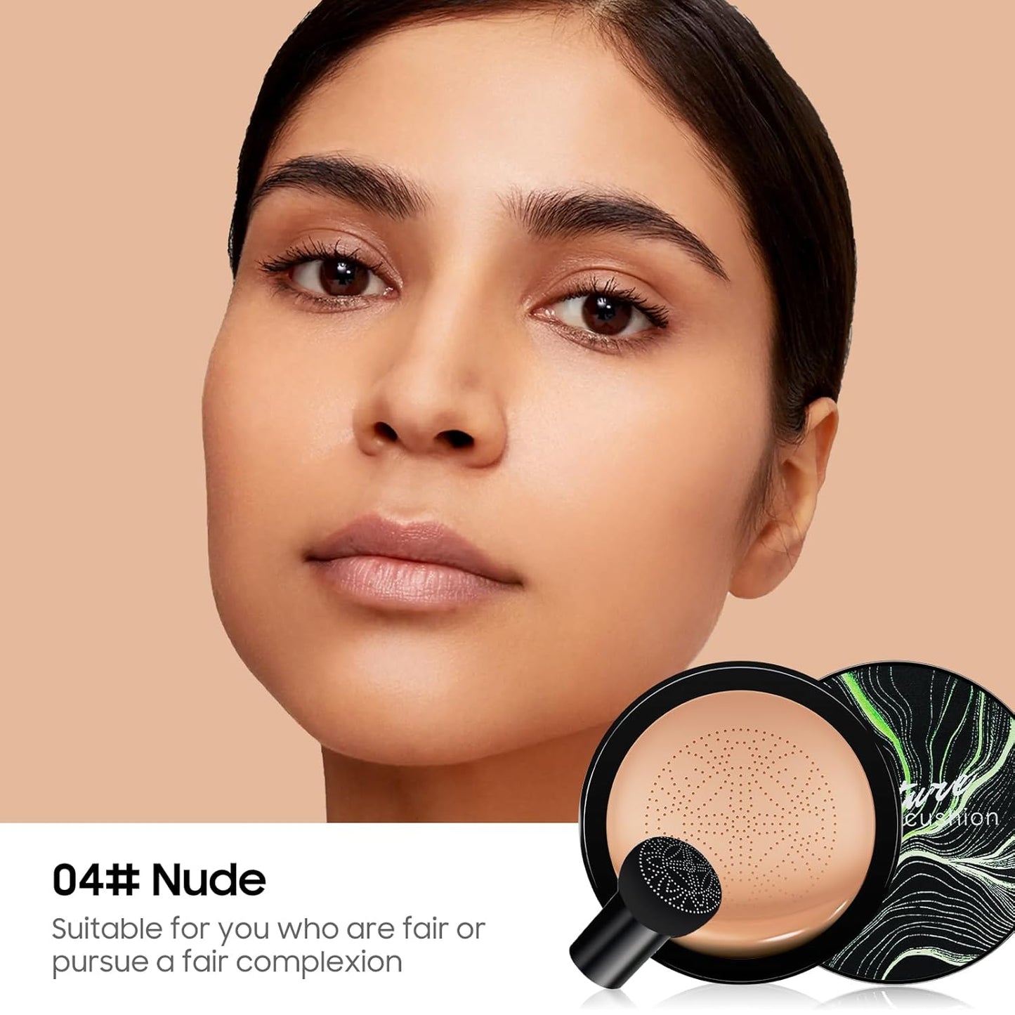 Mushroom Head Air Cushion CC Cream - Moisturizing BB Creams Foundation, Long-Lasting Waterproof New Air Cushion CC Cream Concealer for Even Skin Tone (Nude, 1 PCS)