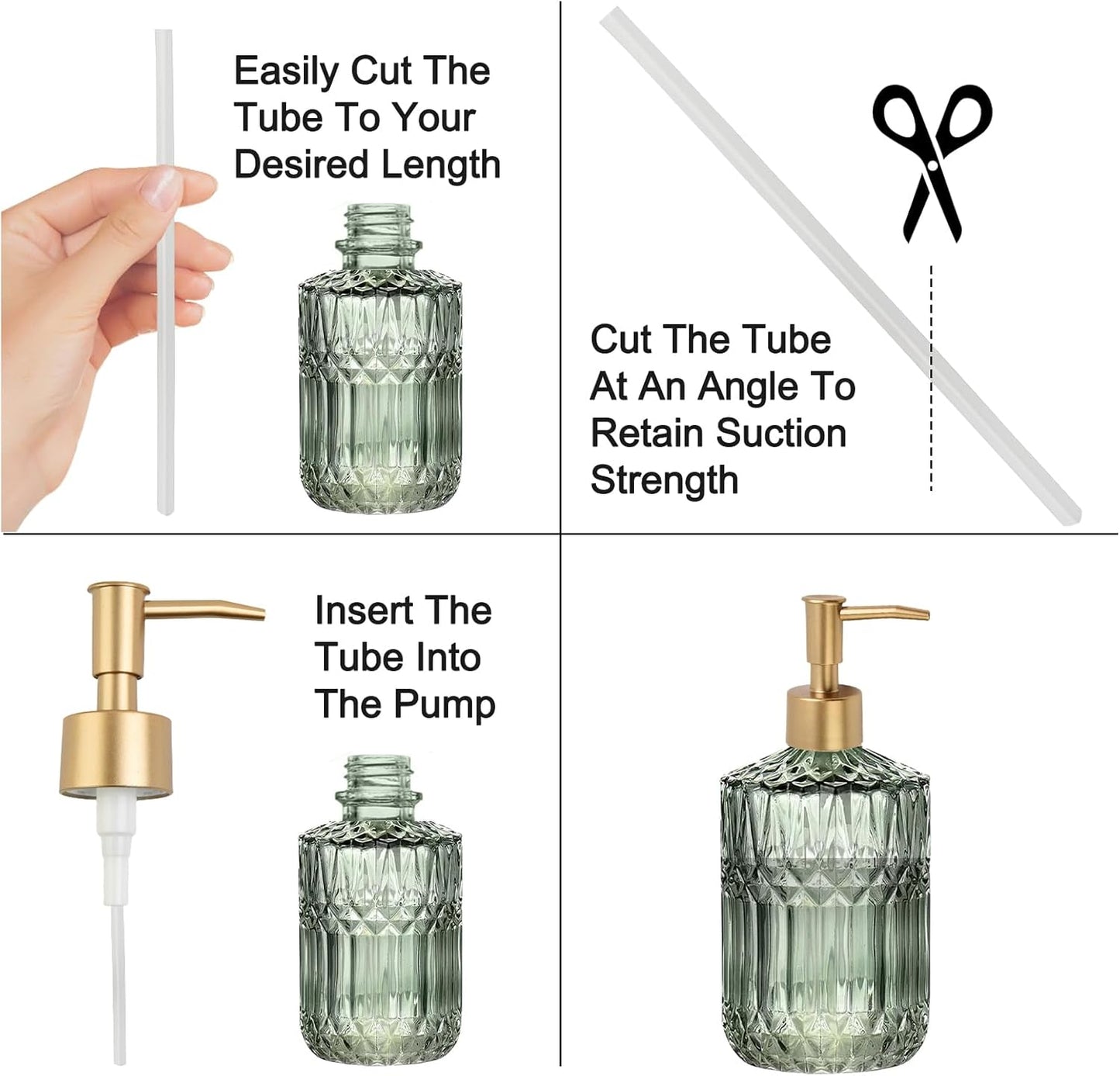 Lotion Soap Dispenser Bathroom Lotion Pump Dispenser Head with Metal Housing Strong Spring Design 28/400 Thread with Smooth Press Design for Cosmetics Skincare Products with 11cm Tube(Matte Gold)