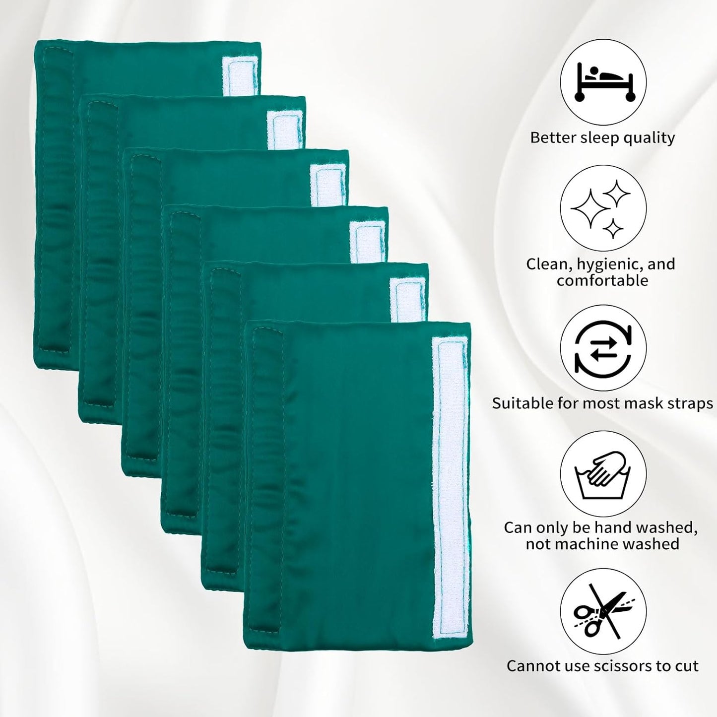 6 Pack Satin Strap Covers Breathable Strap Cushions Work for Most Headgear Straps Can Reduce The Tracks On The Face Made of Soft Fabric Face Pads (Blue/Green)