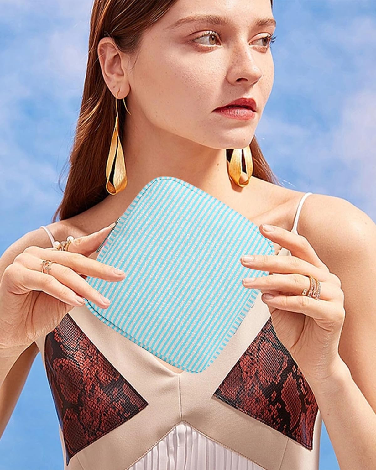 Mini Makeup Bag, Small Makeup Pouches for Purse Cute Cosmetics Bag Pouch with Slip-in Pockets Small Travel Toiletry Bag Makeup Storage Bag Lipstick Organizer Purse Essentials (Mini Blue)