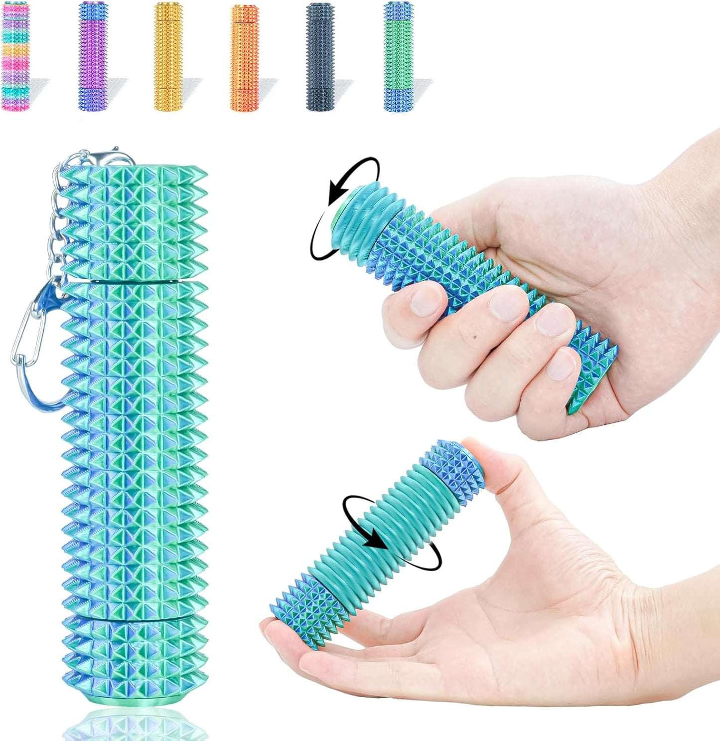 Fidget Roller Adults Teens Sensory Little Stim Gadget for Anxiety Relief Mild Ouchie,Desk Focus Tool Portable Hand Spinner Gifts Idea White Elephant Stocking Christmas(Blue Green,Compact Fit)