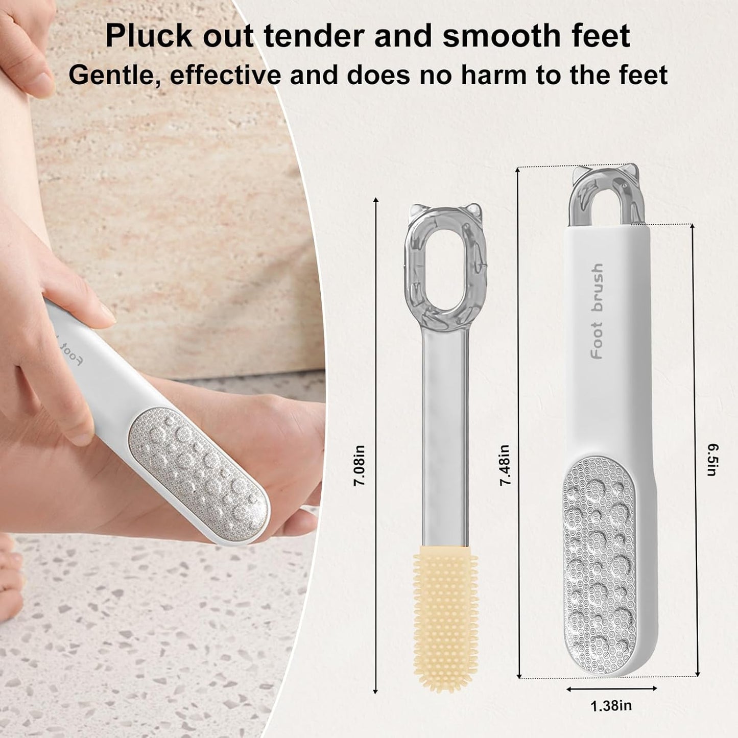 Double-Sided Stainless Steel Foot File, Foot Callus Remover & Foot Scrubber, Professional At-Home Pedicure Tool for Dry & Wet Feet, Hard Skin & Corn Remover, White (Home Salon Use)
