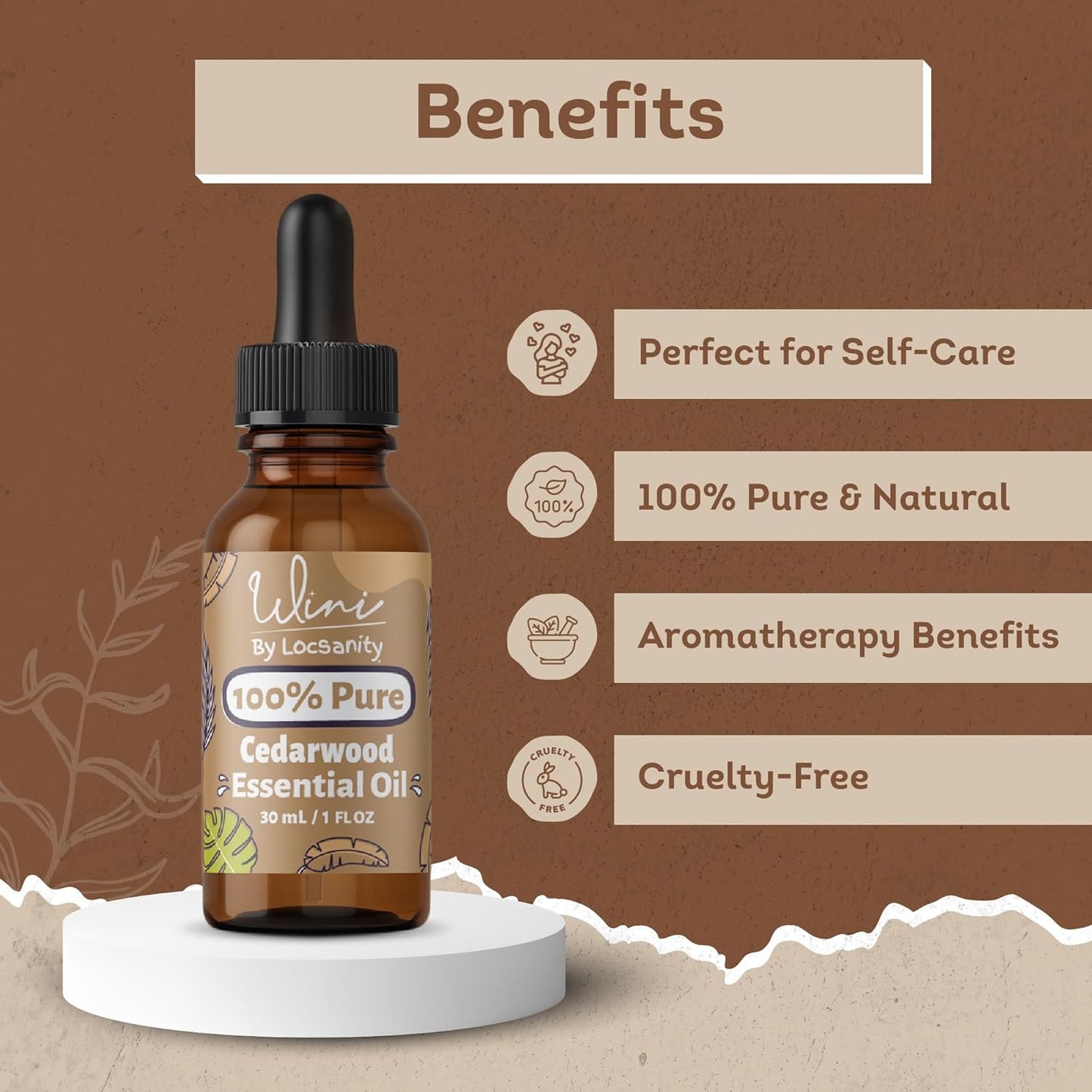 WINI by Locsanity Cedarwood Essential Oil with Glass Dropper | 100% Pure and Natural Cedarwood Diffuser Oil | Premium Grade Essential Oils for Skin Care, Aromatherapy, Hair & Scalp, Massage | 30ml