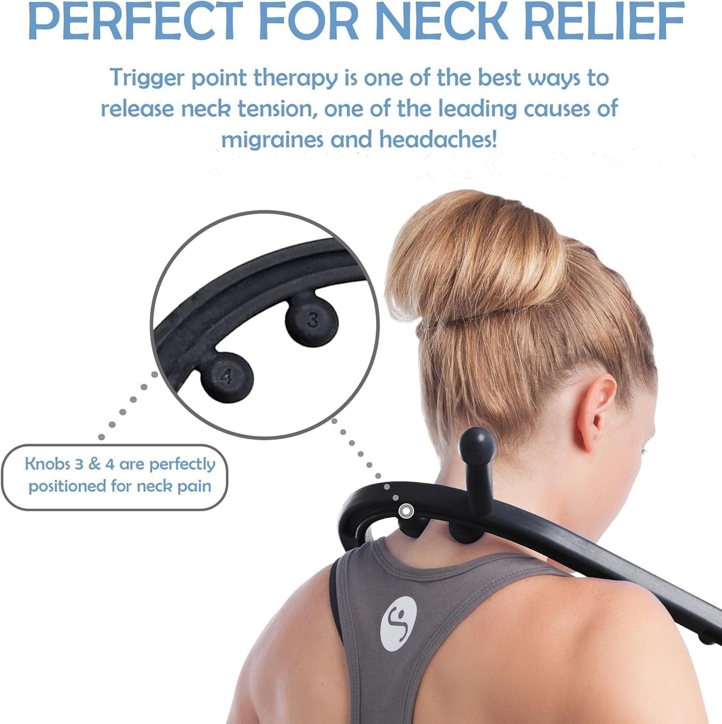 Body Back Buddy Classic USA Made Handheld Massage Cane - Full Body Trigger Point Tool for Deep Tissue Pain Relief - Dual Hooks for Back, Shoulder, Neck - (2.0 Black)