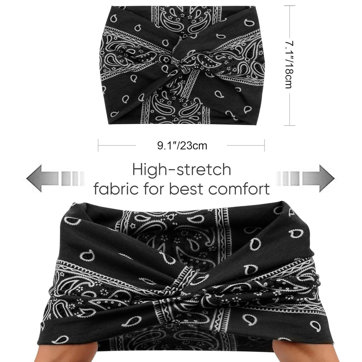 Extra Wide Headbands for Women Large Turban Headband Non Slip Boho Elastic Hairband Hair Twisted Knot Head Bands Accessories