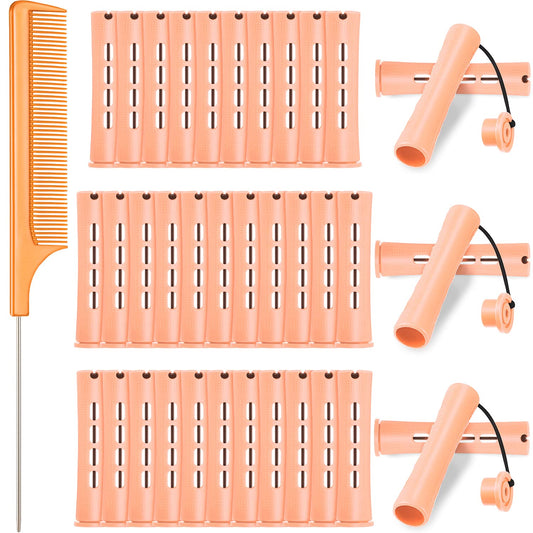 WILLBOND 36 Pieces Cold Wave Rod Hair Perm Rods Hair Rollers Perming Curlers with Steel Rat Tail Comb for Hairdressing Styling