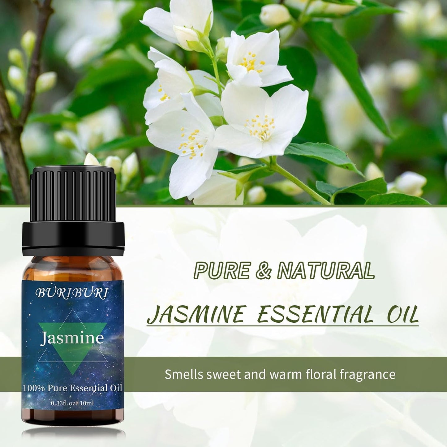 BURIBURI Vanilla Oil and Jasmine Essential Oil, 100% Pure, Undiluted, Natural, Organic Aromatherapy Vanilla Essential Oils Gift Set, 10MLx2