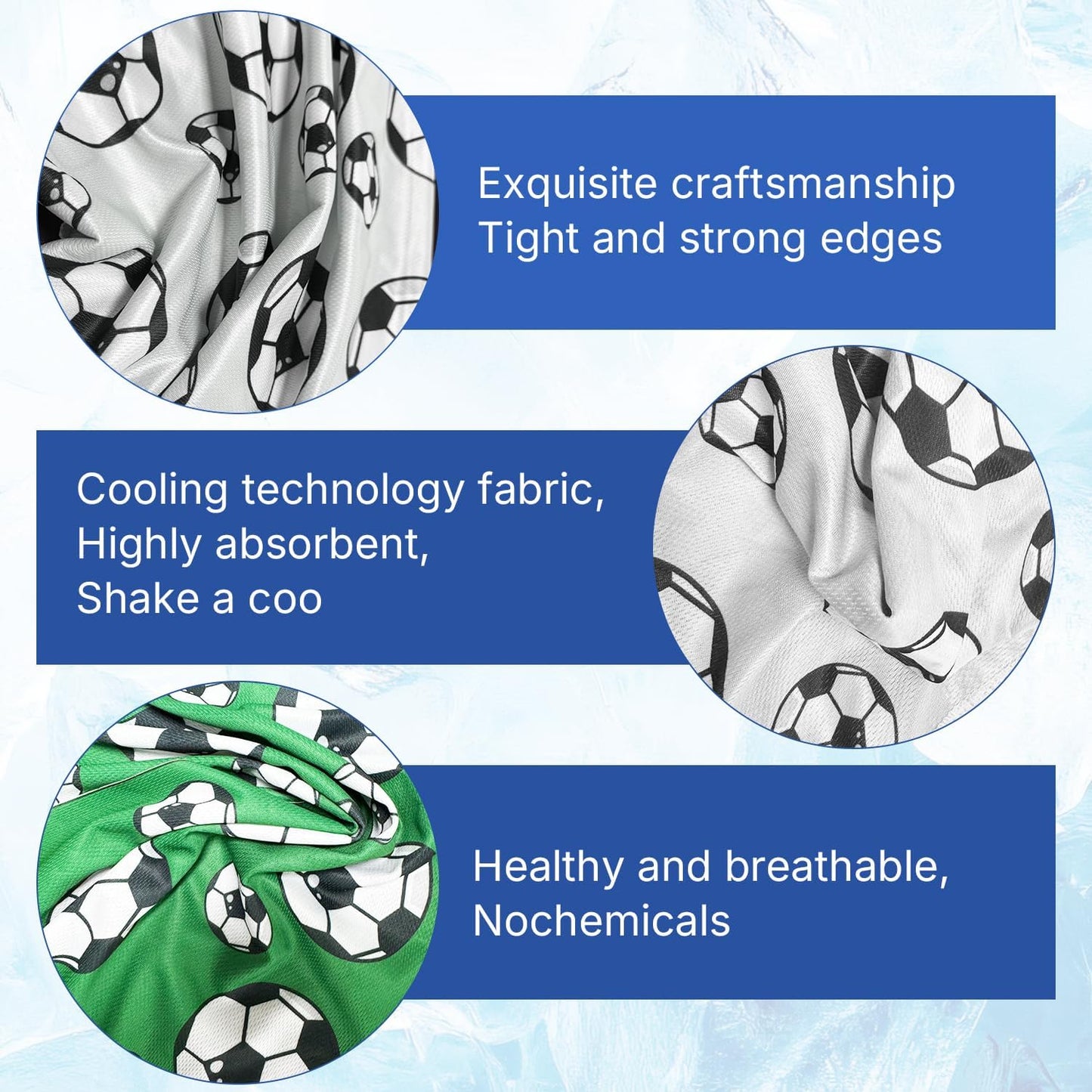 OPSO Softball Cooling Towel Set, 40 x 12 inches, 12 Pack, Microfiber Sports Towels for Baseball, Soccer, Golf LCE Towel Microfiber Sports Towels for Player (Soccer)