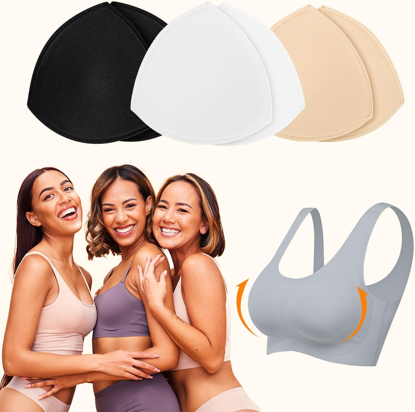 Bra Pad Insert,Removable Sport Bra Cup Triangle Breathable & Reusable Bra Pad for Yoga Bra,Swimsuits,Bikini