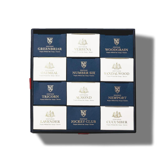 Caswell-Massey Natural Bar Soap for Men & Women, Moisturizing Body Soap Bar for All Skin Types, Made with Essential Oils & Plant-Based Formula for Soft Skin, Multi Scents, 12 Bars x 5.8 oz Gift Set