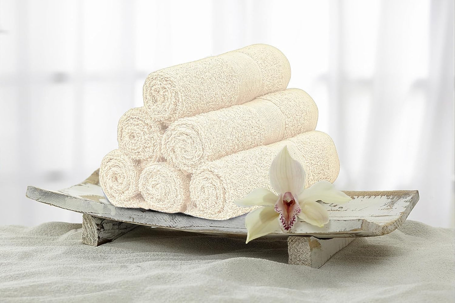 Premium Wash Cloths Pack of 12 (13" x 13") 100% Ring Spun Cotton | Luxury Washcloths | Ultra Soft Face Towels | Highly Absorbent Wash Cloths for face (Cream)