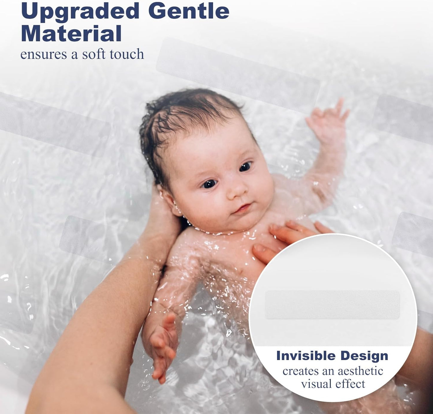 28 PCS Shower Floor Non Slip Stickers with Strong Adhesive, Invisible & Durable Anti Slip Shower Stickers with Scraper for Bath Tub, Pools and Stairs(Clear,Wide Rectangle)