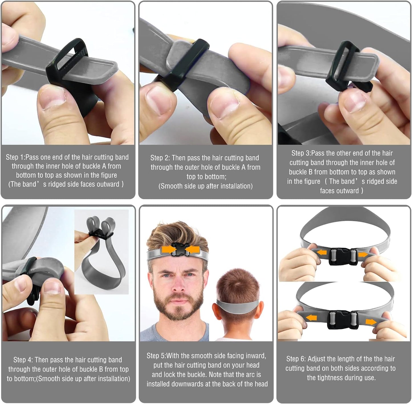 Adjustable Hair Trimming Guide and Neckline Shaving Template,DIY Self Haircutting System, Shaving and Keeping a Clean and Straight Neck Hairline,Easy Use Tool Soft Portable (Grey)