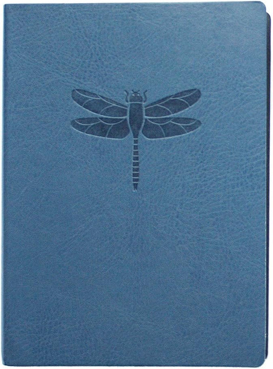 Blue Embossed Dragonfly Faux Leather Journal - Lined