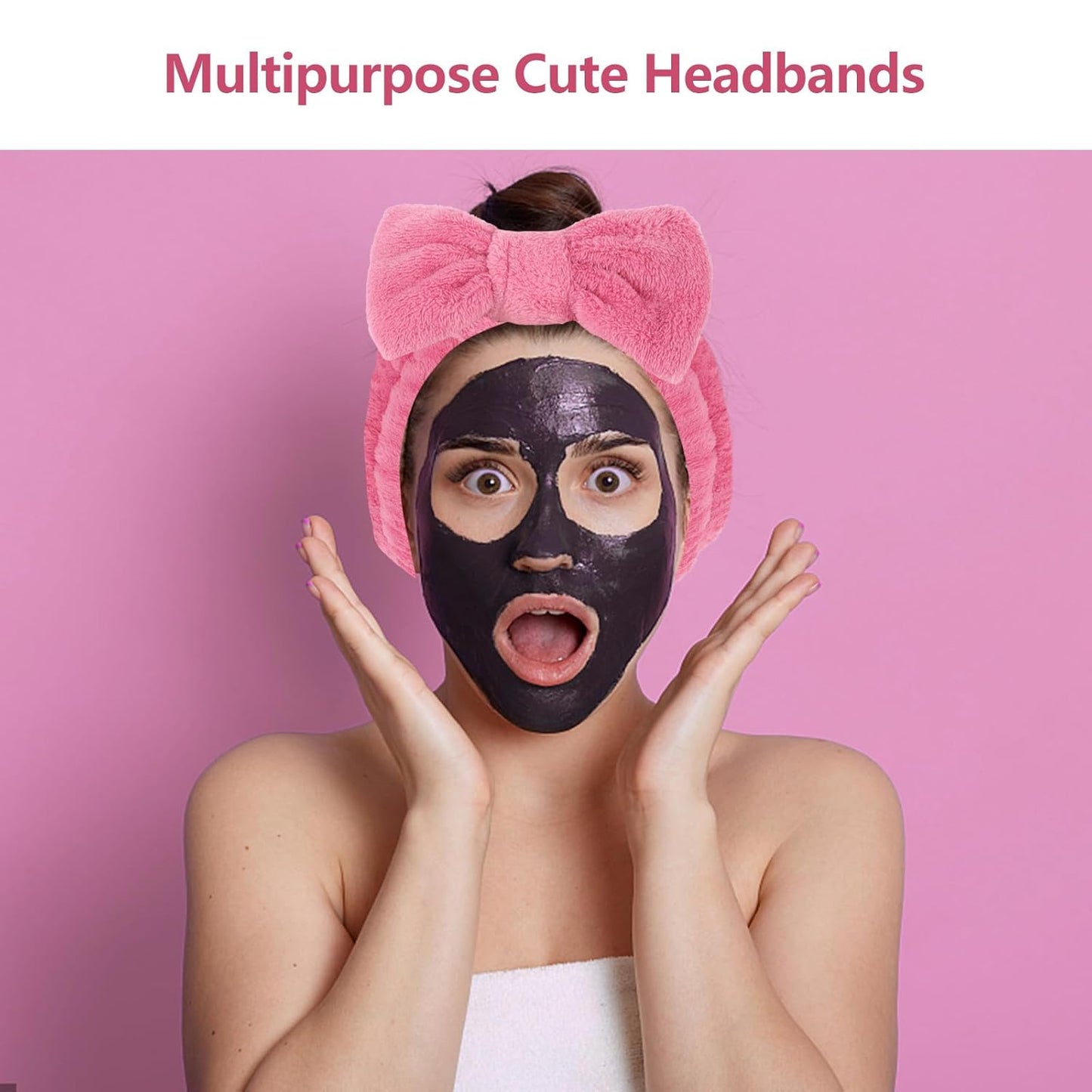 Ondder Spa Headbands Set for Women - 8 Pcs Terry Cloth Fuzzy Headbands for Skincare, Makeup Application, Face Washing and Hair Care