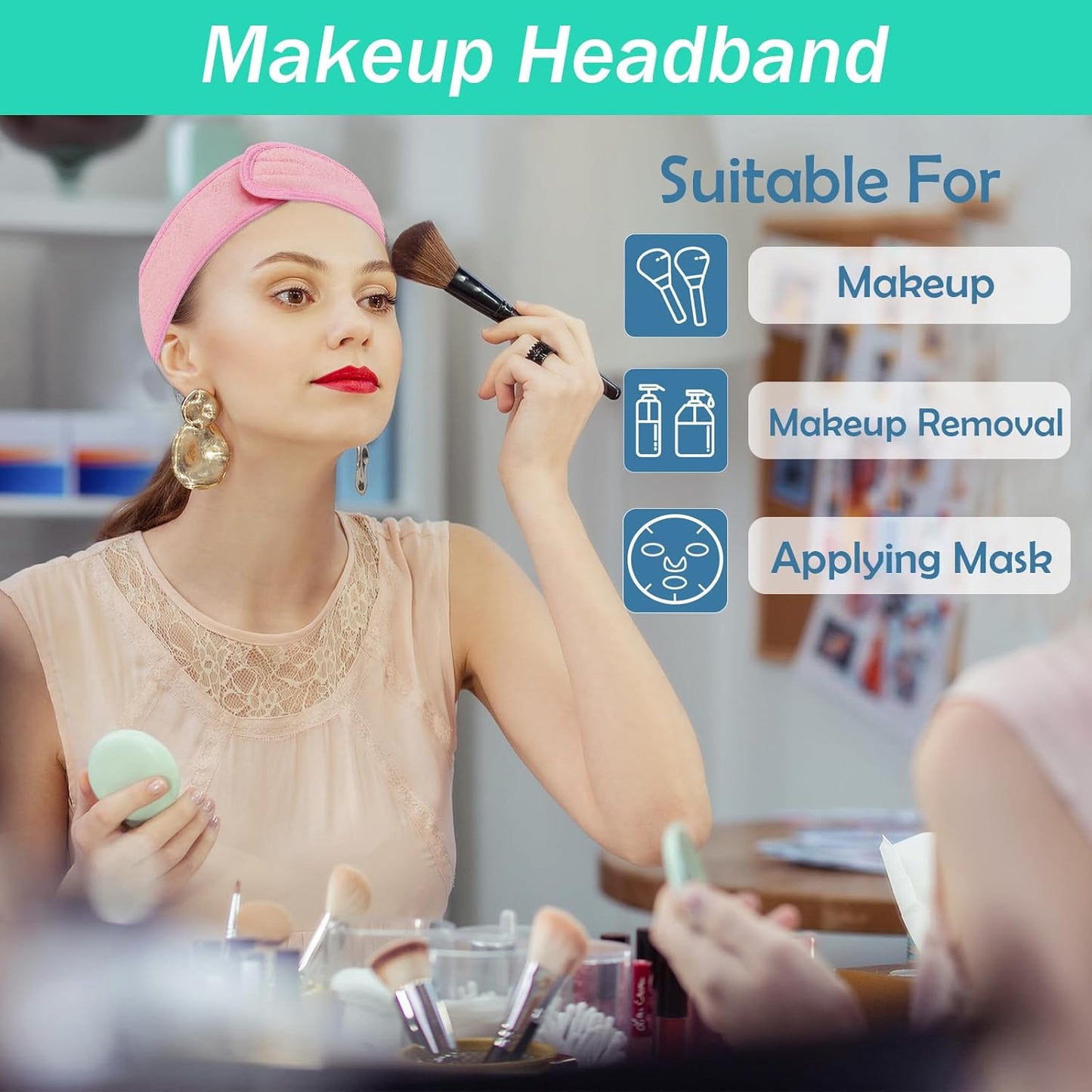 3 Pack Facial Spa Headband for Women - Adjustable, Non-Slip Terry Cloth Headband for Washing Face, Makeup, and Shower - Soft and Stretchable Hair Wrap