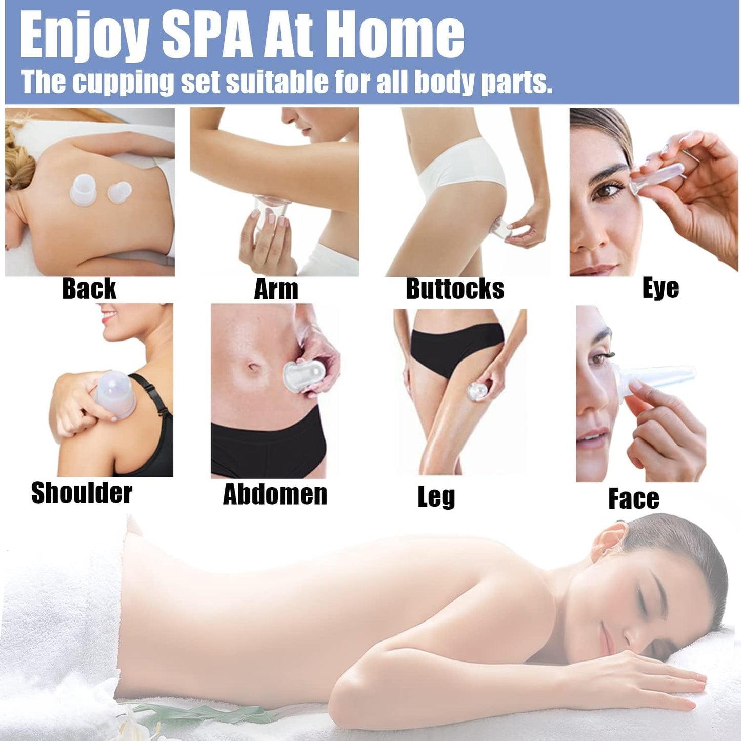 Silicone Cupping Therapy Set - Facial Cupping Set - Face and Body Cupping Massager - Vacuum Suction Cups - Anti-Cellulite Cup - Amazing Cellulite Remover Home Use 7PACK