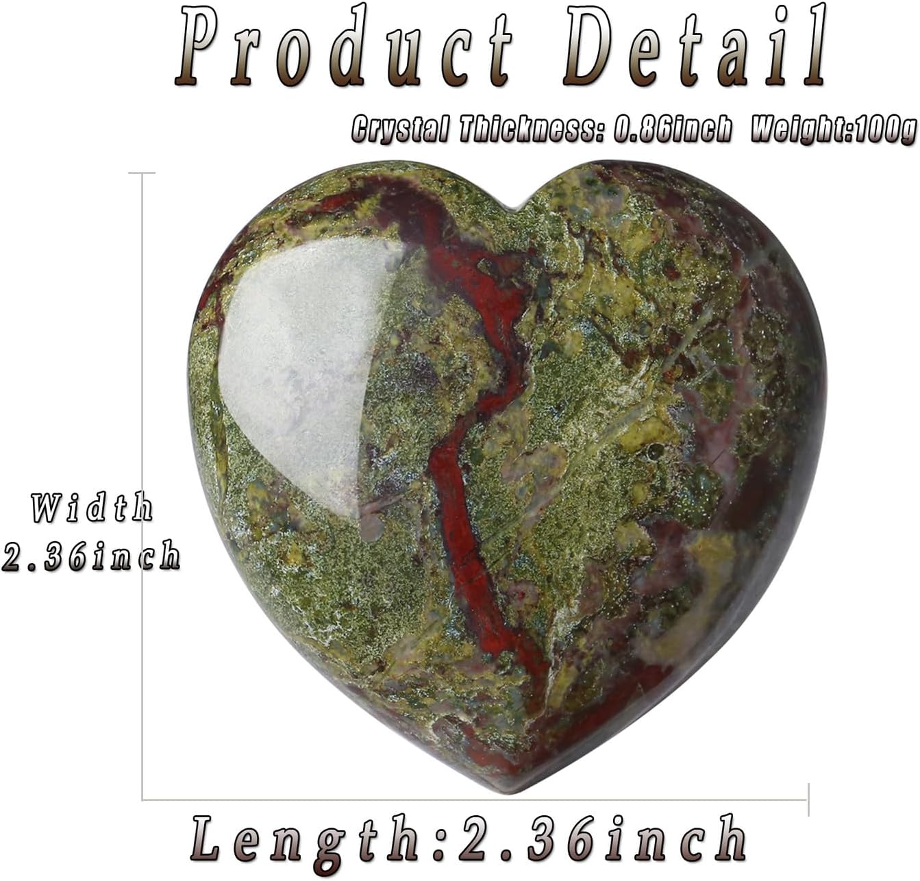 MAIBAOTA 60 mm Dragon Stone Crystals Large Heart Stone Healing Crystals Natural Crystal Heart Reiki Gemstone Polished Heart Shaped Rocks Meditation Mothers Day Crystal Gifts for Mom Her