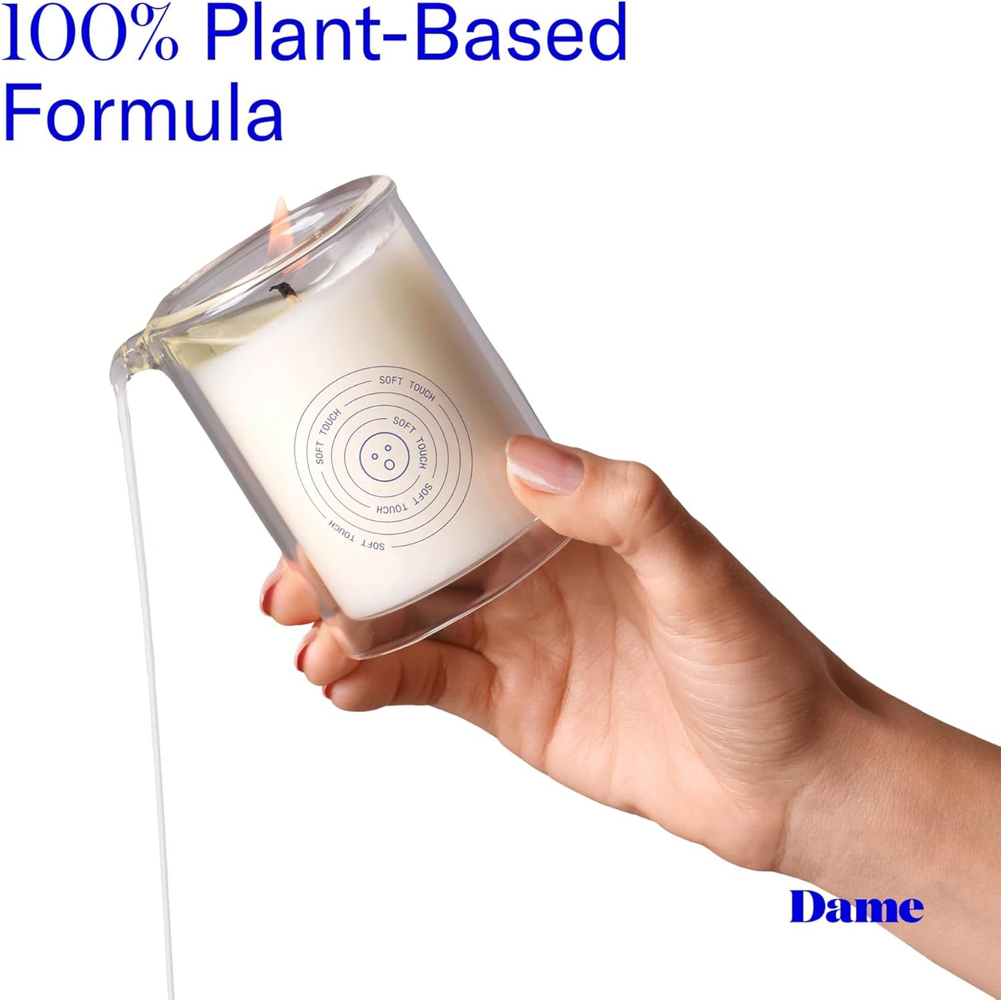 Dame Products Massage Oil Candle - Plant-Based with Kava Kava - Moisturizing and Relaxing - Soft Touch Scent