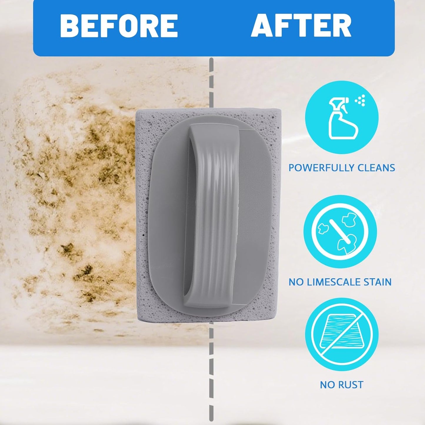 4Pcs Pumice Stone for Cleaning, Pumice Stones for Pool Tile Cleaning Pumice Stone Cleaner Brush with Handle, Pumice Cleaning Stones Scouring Stick Hard Water for Bathtubs Grills Swimming Pools