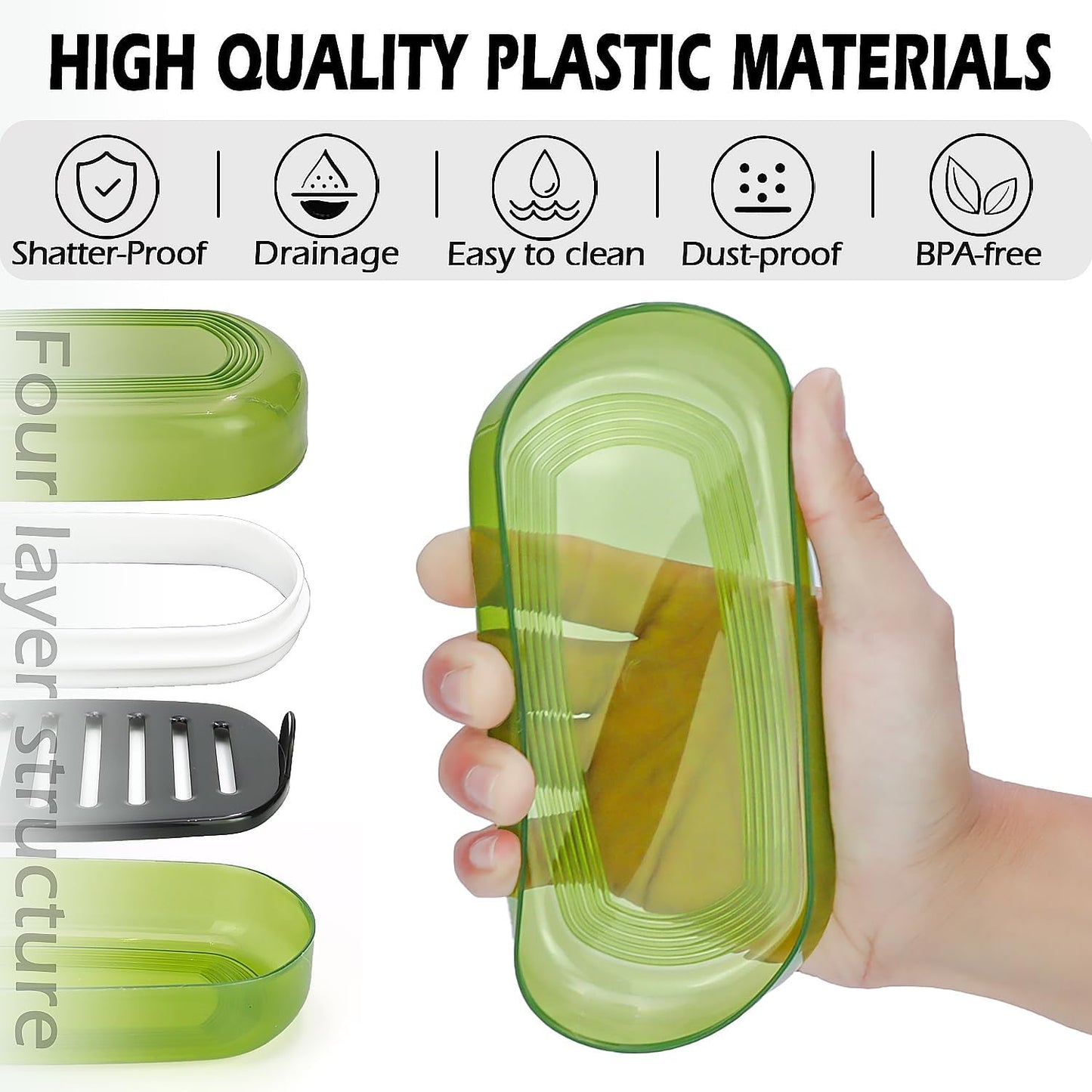 Shampoo & Conditioner Bar Dish,Large Travel Soap Case for Duke Cannon Soap,Shampoo Soap Holder is Compatible with The Kitsch Shampoo bar for Travel, Camping, Gym, Bathroom (Max, Green)