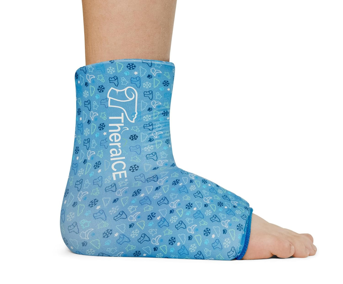 TheraICE Junior Ankle Ice Pack Wrap for Swelling, Reusable for Sprained Ankle Injuries, Cold Therapy Sock Compression, Plantar Fasciitis Relief, Achilles Tendonitis, Sore Feet, Foot & Heel (X-Small)