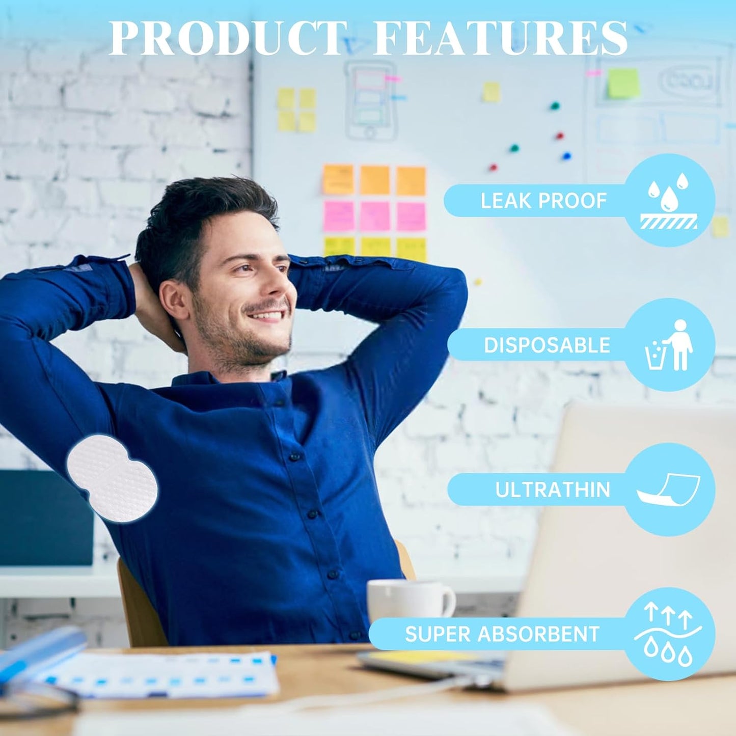 120PCS Armpit Sweat Pads Underarm Sweat Pads for Women and Men Fight Hyperhidrosis Disposable Sweat Pads for Under Arms Comfortable Unflavored, Non Visible,Antiperspirants