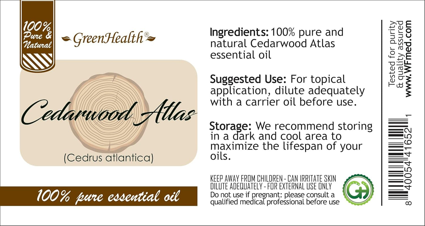 Cedarwood Atlas Essential Oil – 8 fl oz (237 ml) Aluminum Bottle w/Plug Cap – 100% Pure Essential Oil – GreenHealth