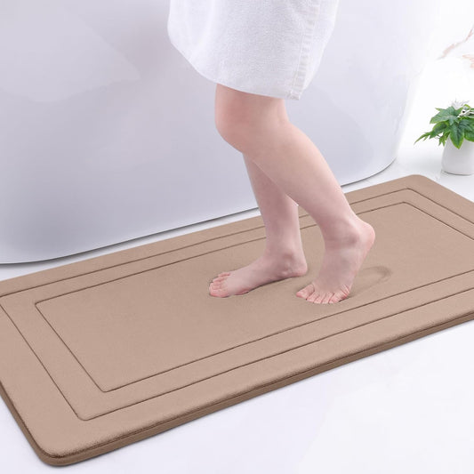 Arotive Memory Foam Bathroom Rug Mat 47x24, Ultra Soft and Absorbent Bath Mat, Machine Wash Dry, Comfortable Bath Rug Carpet for Bathroom Floor, Tub and Shower, Camel
