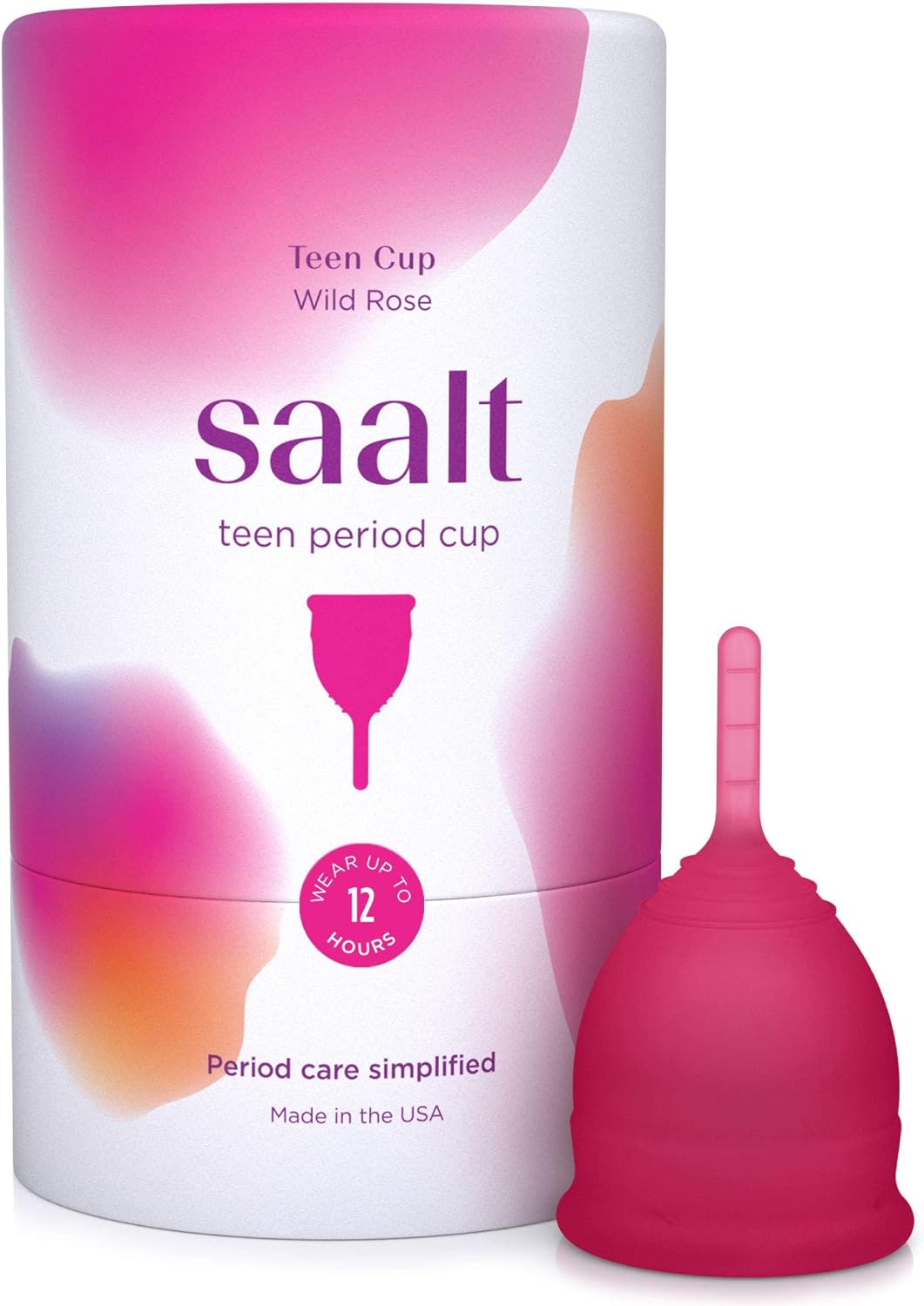 Saalt Teen Menstrual Cup – Reusable Period Cup – Made for Comfortable, Leak-Free Protection Up to 12 Hours – BPA & Latex Free - Wild Rose