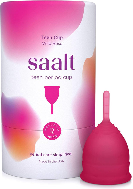 Saalt Teen Menstrual Cup – Reusable Period Cup – Made for Comfortable, Leak-Free Protection Up to 12 Hours – BPA & Latex Free - Wild Rose