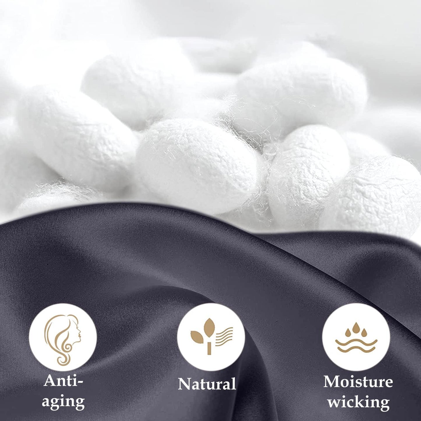 INSSL Silk Pillowcase for Women, Mulberry Silk Pillowcase for Hair and Skin and Stay Comfortable and Breathable During Sleep (Standard, Dark Grey)