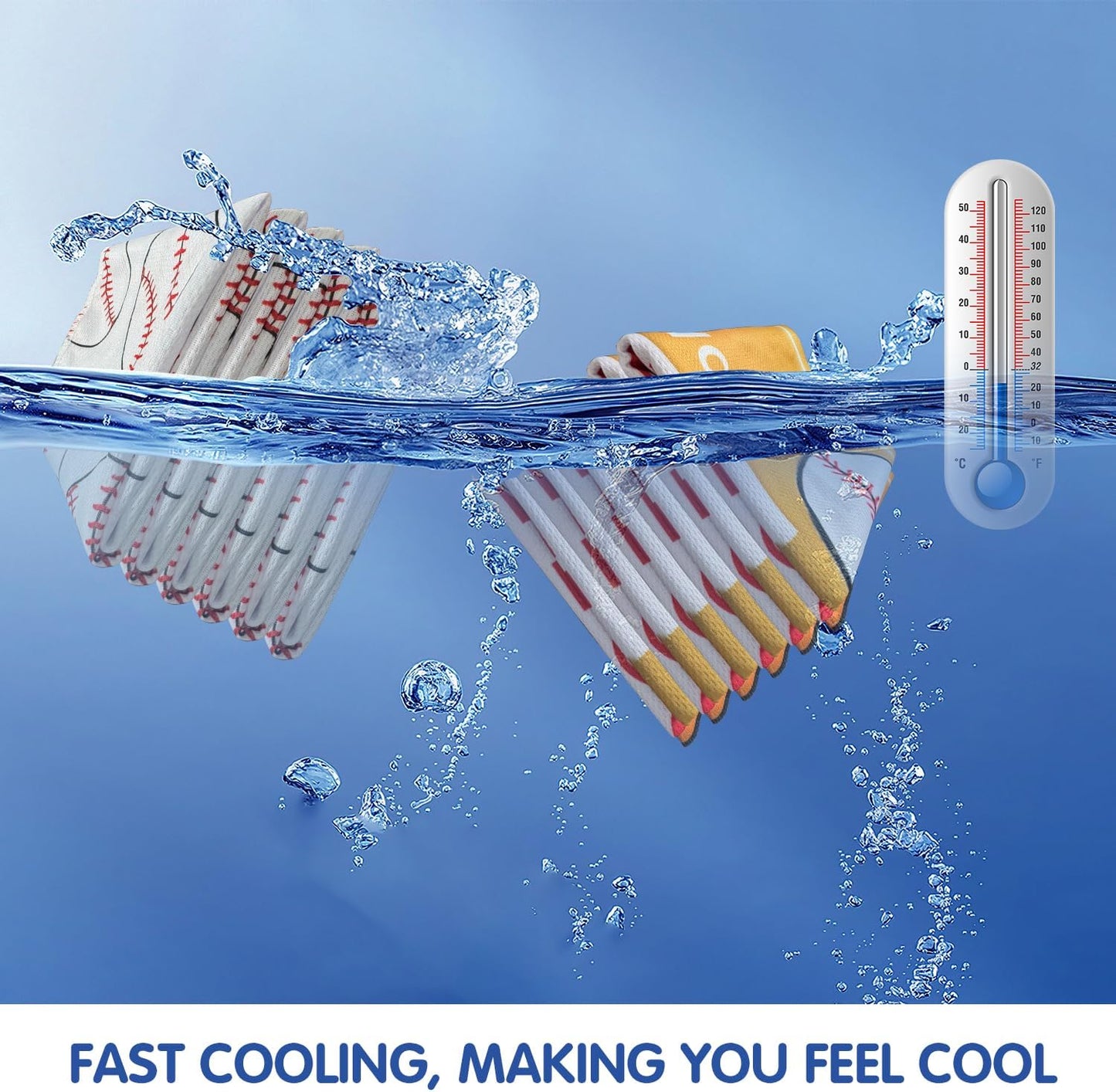 OPSO Softball Cooling Towel Set, 40 x 12 inches, 12 Pack, Microfiber Sports Towels for Baseball, Soccer, Golf LCE Towel Microfiber Sports Towels for Player (Softball 2)