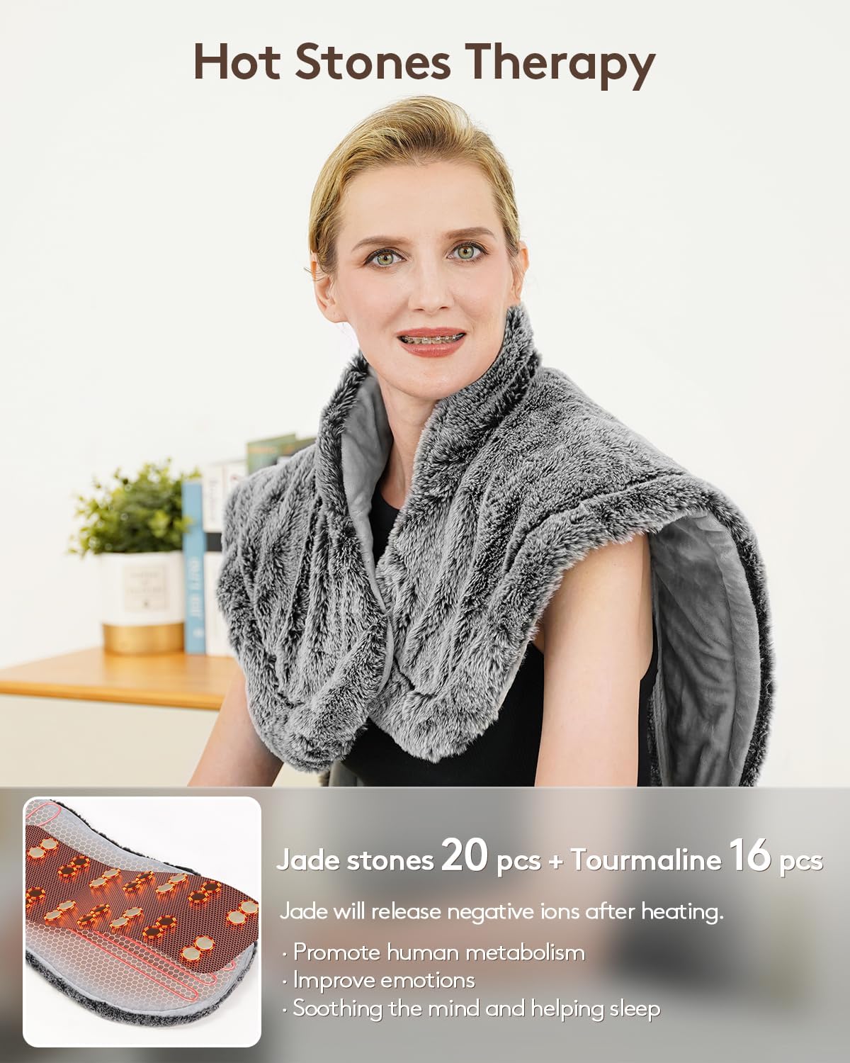 UTK Far Infrared Heating Pads for Neck and Shoulders and Back Relieve Pain, Hot to 159℉, Gift for Women, FSA-HSA Eligible, 36 Jade, 0-240 Min Auto Shut Off, Heating Pad for Full Back (40 * 24'')